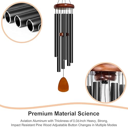 Vista 115 de Campanillas de viento grandes de aluminio de 37 pulgadas para crear un ambiente zen, adecuadas para exteriores, con atrapador de viento, adecuadas