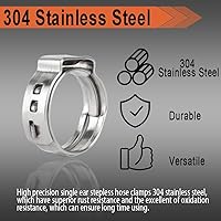 Vista 3 de TTFLEX - 100 anillos de crimpado PEX, 3/8", 1/2", 5/8", 3/4", 1" anillos de abrazadera de acero inoxidable 304 PEX, kit de abrazaderas de manguera