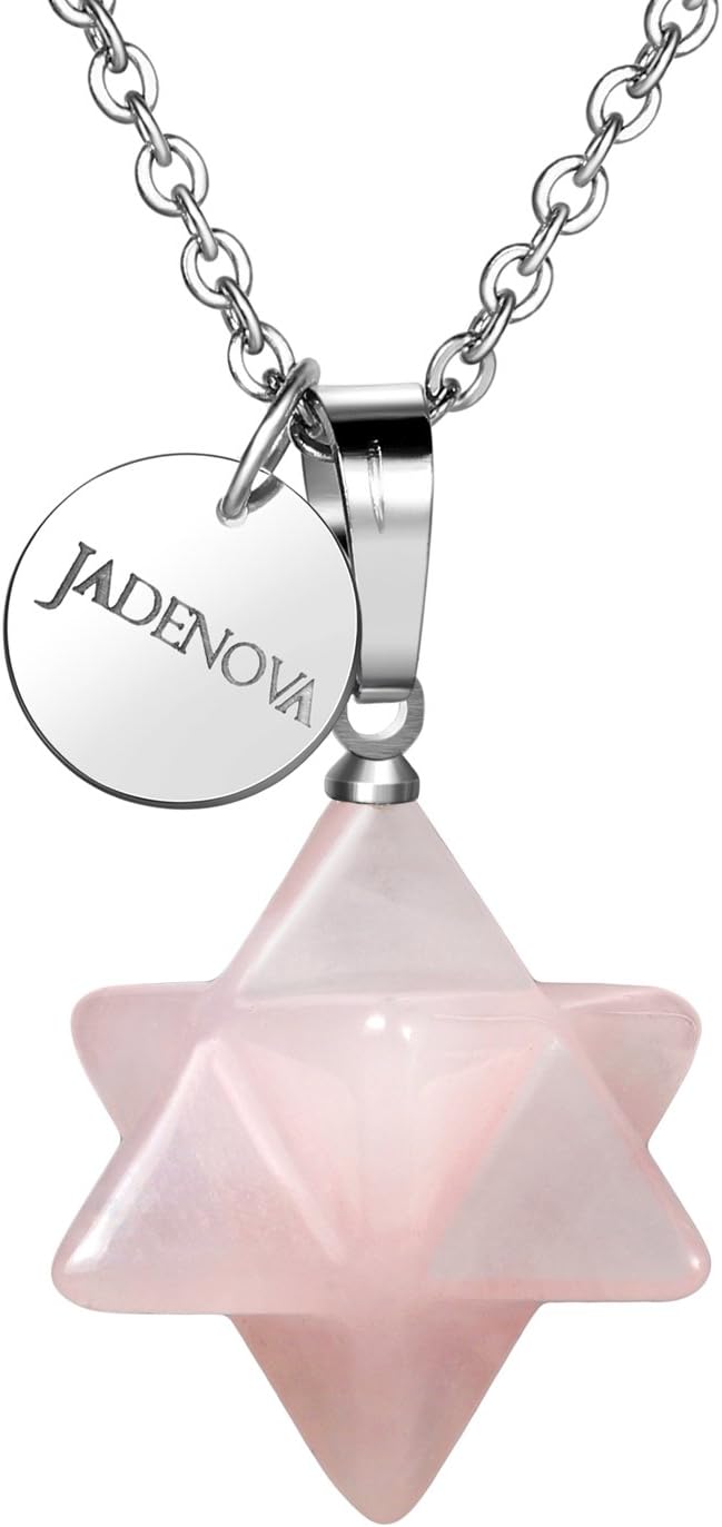 Merkaba Crystal Pendent Necklace for Women Men Jewelry Energy Healing Gemstone pendant (18 Inches Stainless Steel Chain)