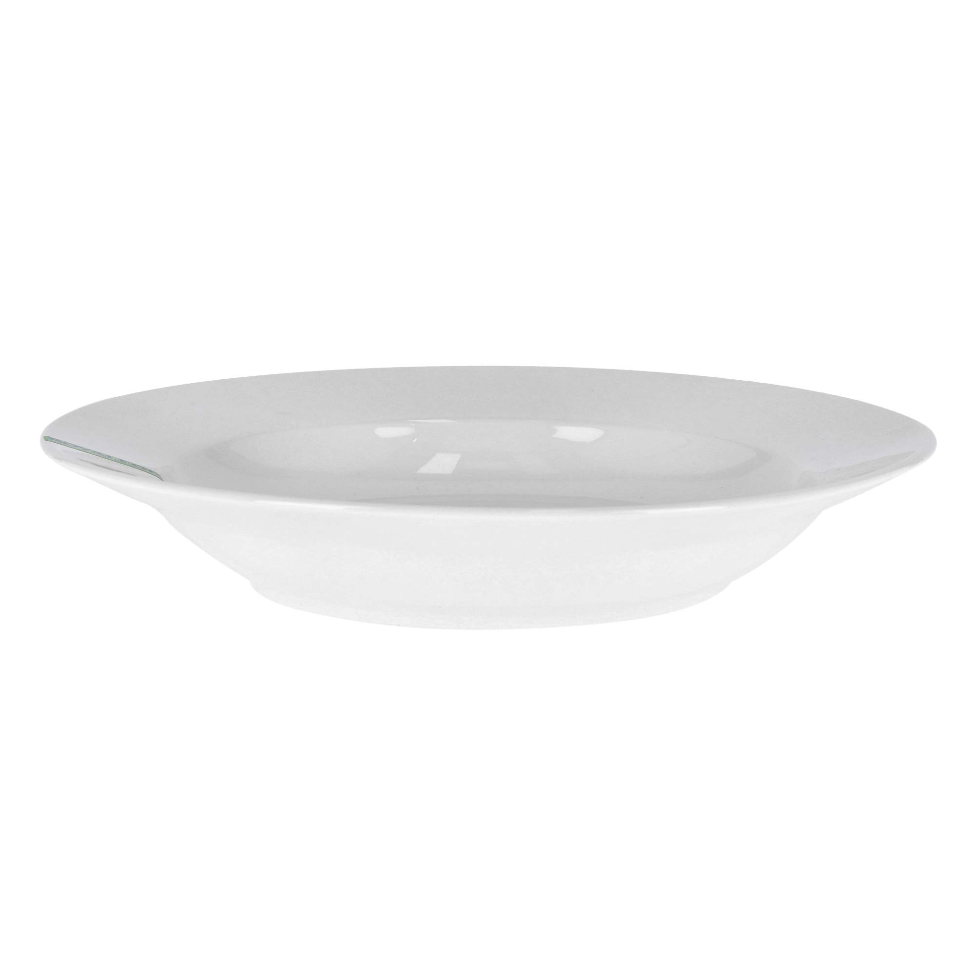 Royalford 8" Porcelain Round Deep Plate - Maggie, Soup Plates Pasta Plates | plate with playful Classic decoration | Ideal for Soup, Desserts, Ice Cream & More (White)