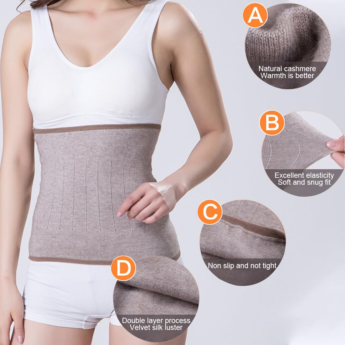 Banda lumbar de lana, faja para mujer, banda suave calentadora de invierno para riñones y espalda, elástica, en la cintura, faja para dolor de espalda
