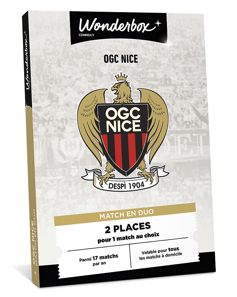 Wonderbox Connect - Coffret Cadeau - OGC Nice - 2 places pour 1 match au choix - Parmi 17 matchs par an, valable pour tous les matchs à domicile - Validité 27 mois