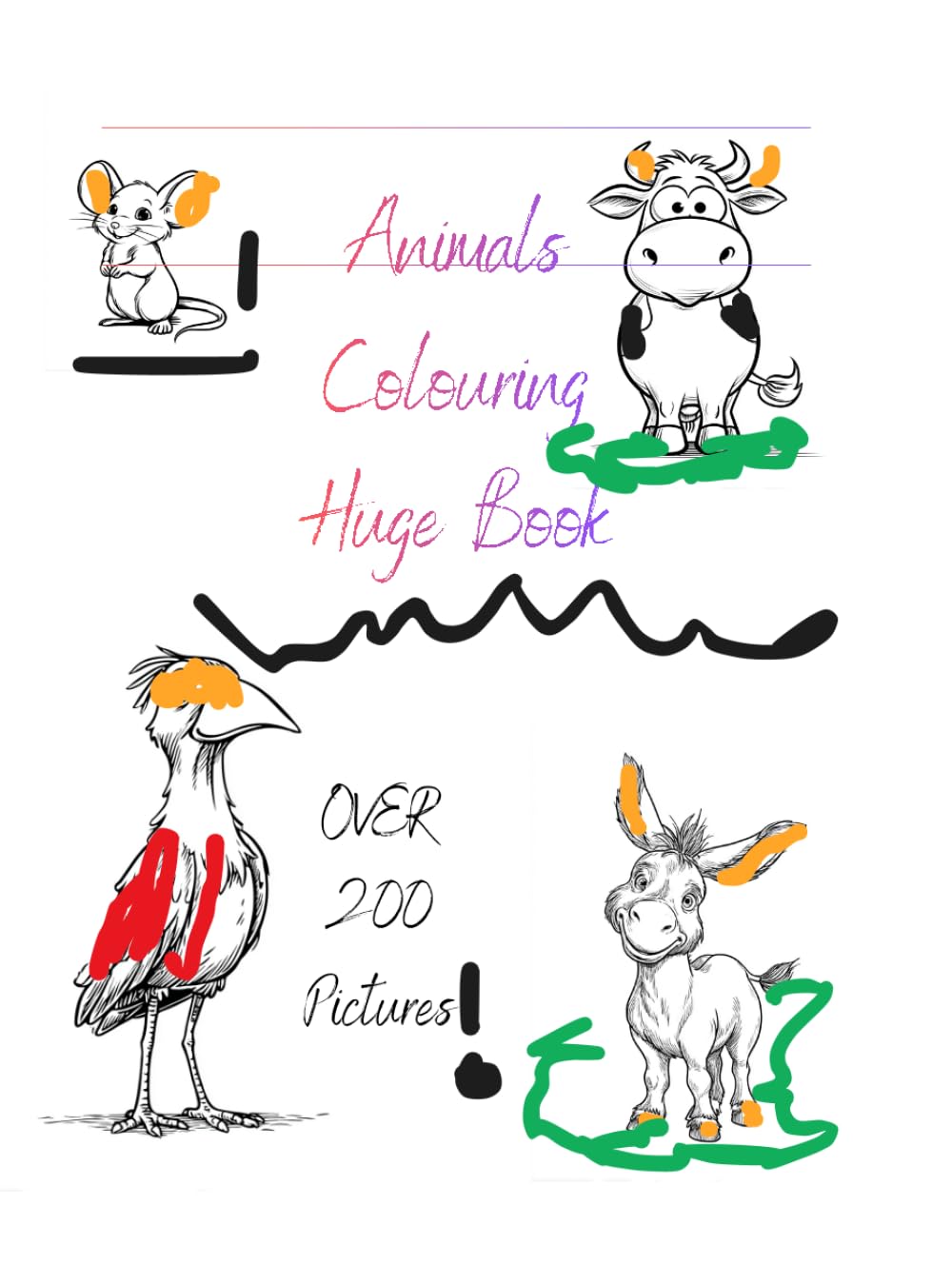 Animals Colouring Huge Book: Over 200 Animal Pictures for colouring