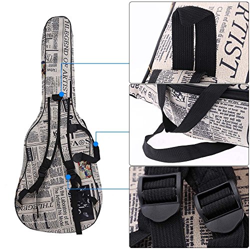 Btuty Housse de guitare de 104,4 cm, tissu Oxford 600D résistant à l’eau style journal, double couture, sangles… - Les Beatles, Paul McCartney, John Lennon, RIngo Starr, George Harrison Btuty Housse de guitare de 104,4 cm, tissu Oxford 600D résistant à l'eau style journal, double couture, sangles… – Image 3