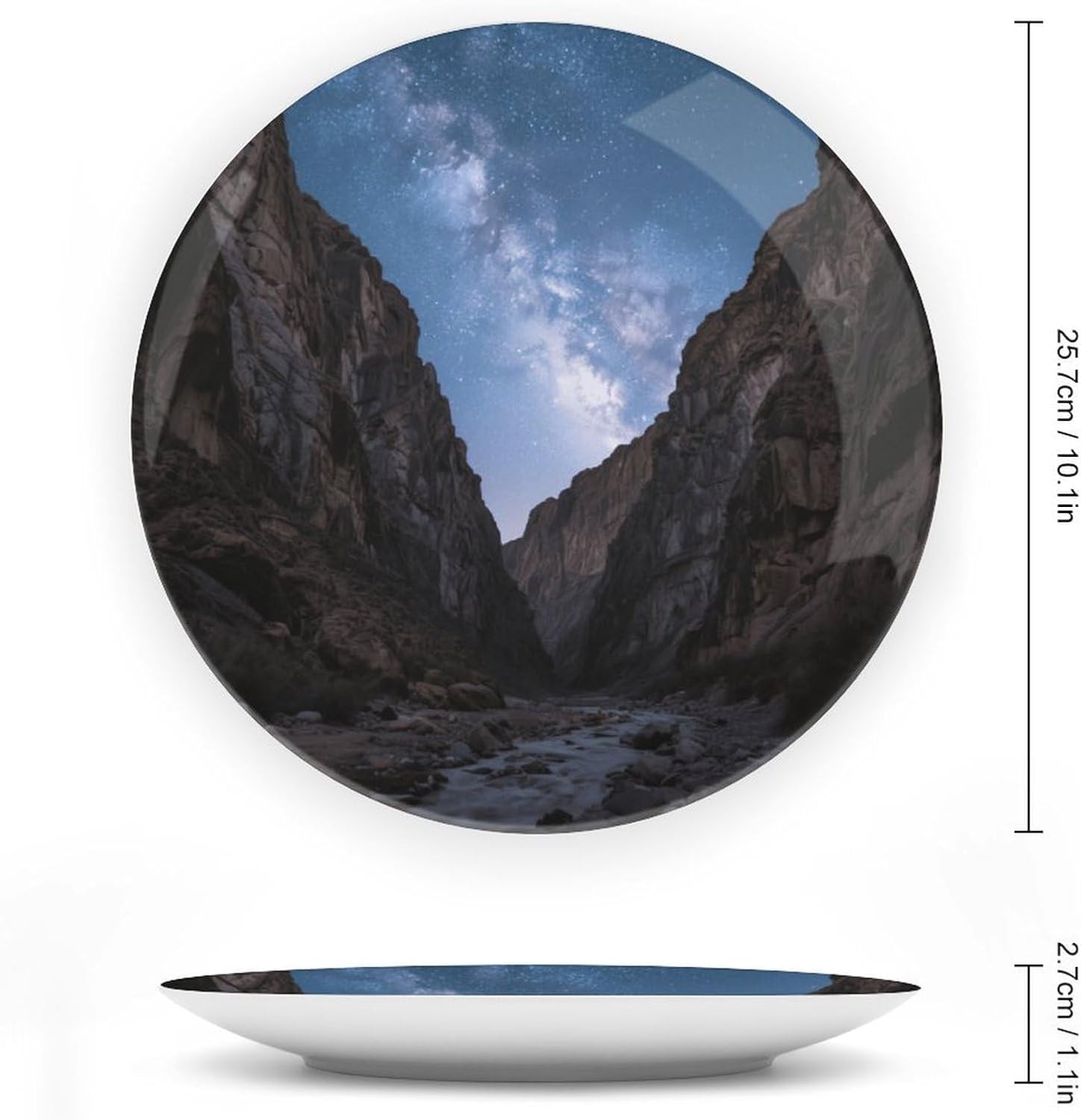 Bone China Decorative Plates Starry Sky Canyon Ceramic Decorative Plate Wall Decor with Display Stand Ceramic Ornaments for Wall Hanging Decoration