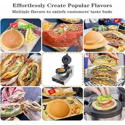Elektrisches Burger-Waffeleisen, Temperaturregelung 50–300 °c, Doppelseitige Heizung, 5-Minuten-Timer, Bubble-Ei-Waffeleisen, Antihaftbeschichtetes Elektrisches Burger-Waffeleisen,Doublehead – Bild 6