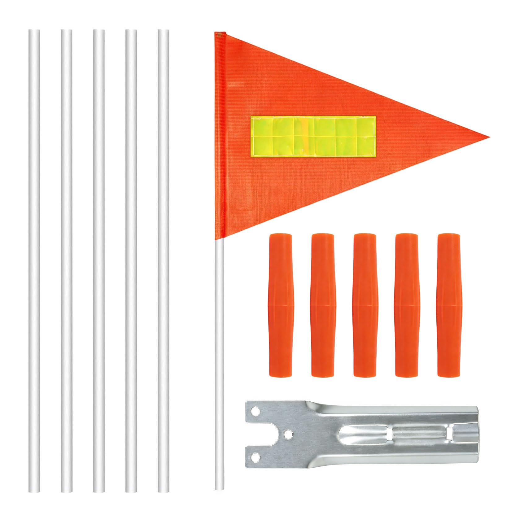 13 Pcs Drapeau de Vélo avec Tige pour la Sécurité, Fanions pour Remorque de Vélo, Fanion de Sécurité Réglable, anneau d'avertissement, Accessoires inclus