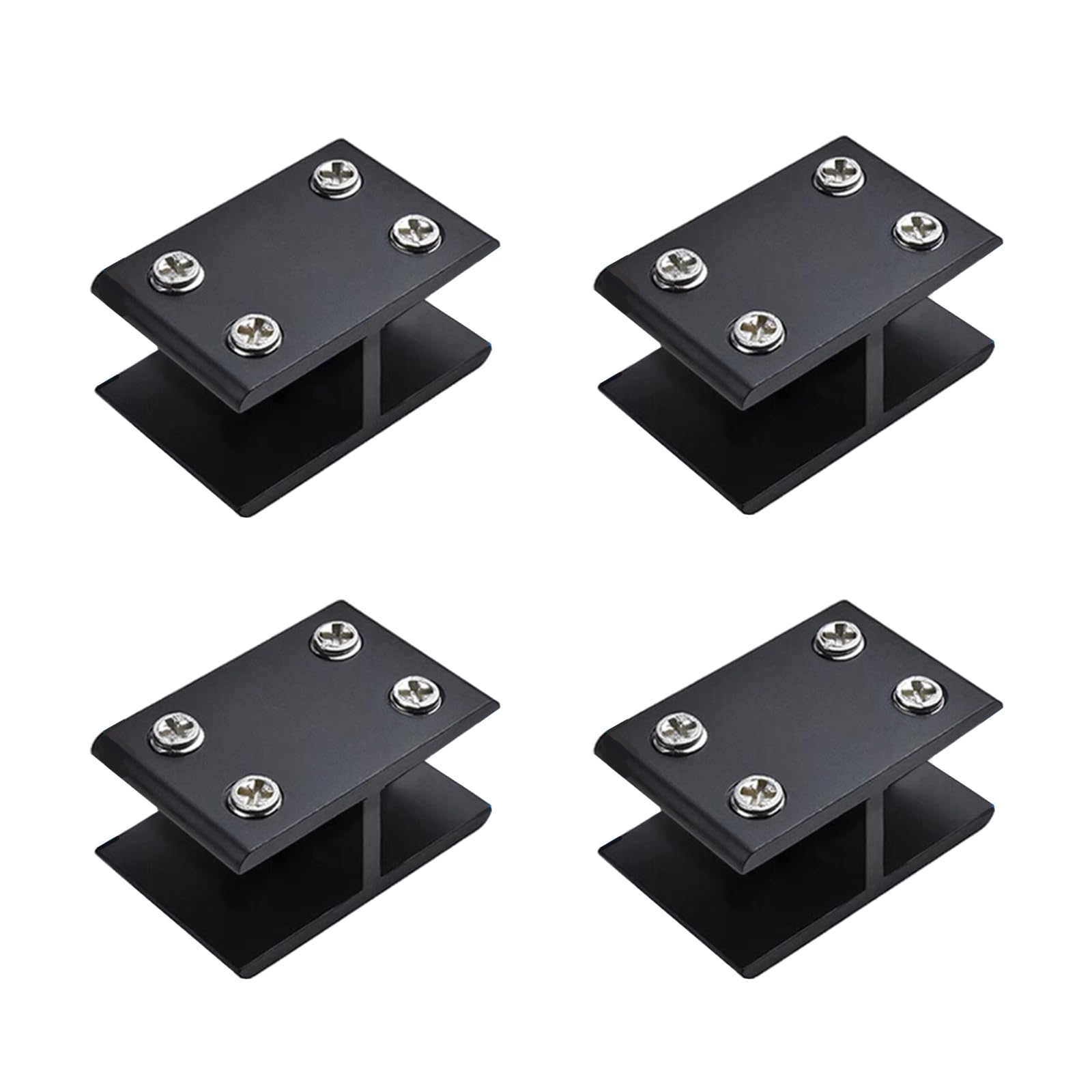Abrazaderas de cristal de 180 grados en aleación negra para unión de vidrio doble
