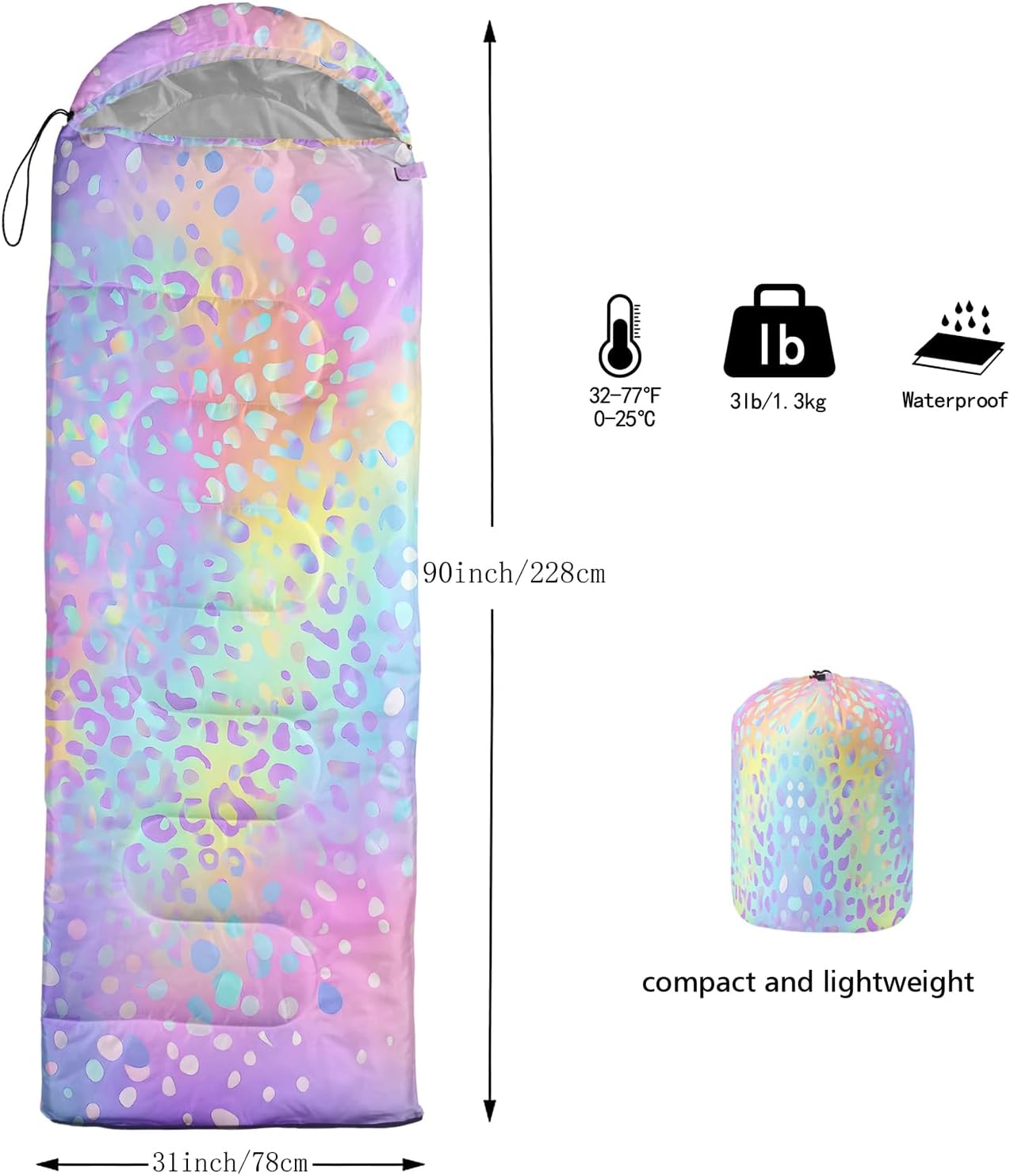 AILONEN Mermaid Scales Camping Sleeping Bag for Adults Teens,Lightweight & Waterproof,3 Season Warm & Cool Weather, Portable Bags for Travelling,Outdoors