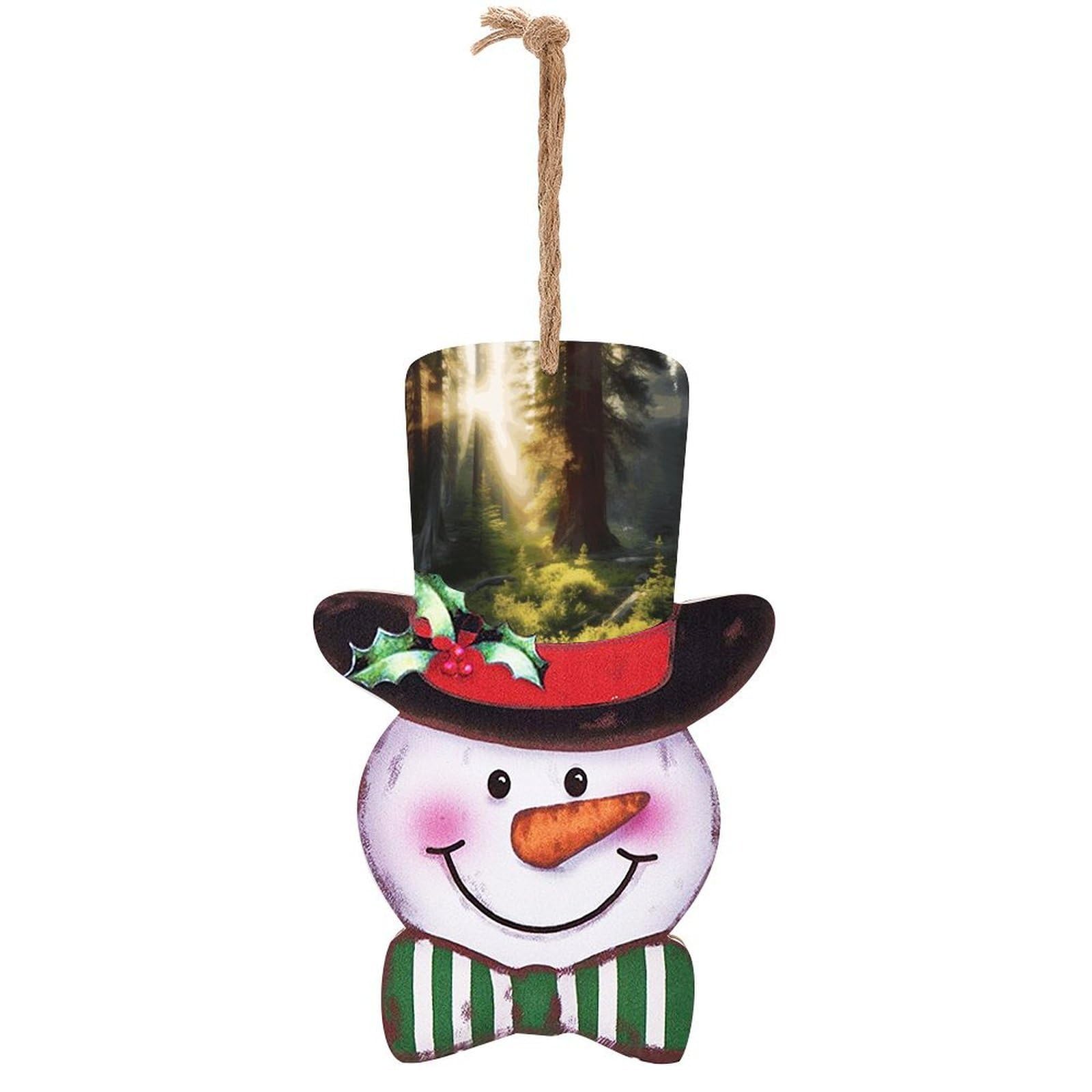 Morning Sunlight in Wilderness Snowman Decor Christmas Snowmans Hanging Decors Wooden Exquisite Holiday Decoration Sign for Home Window Wall Farmhouse Indoor Outdoo