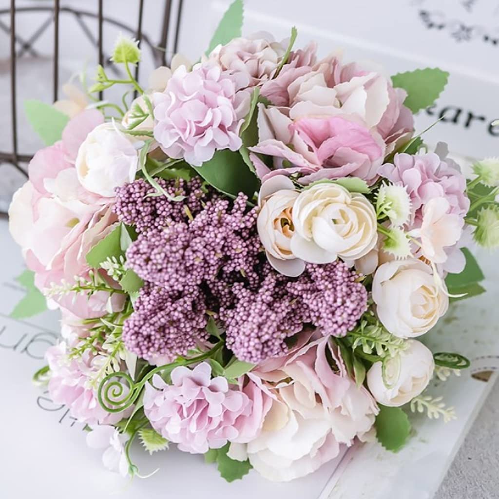 Fleur artificielle rose en soie bouquet de mariage sans entretien