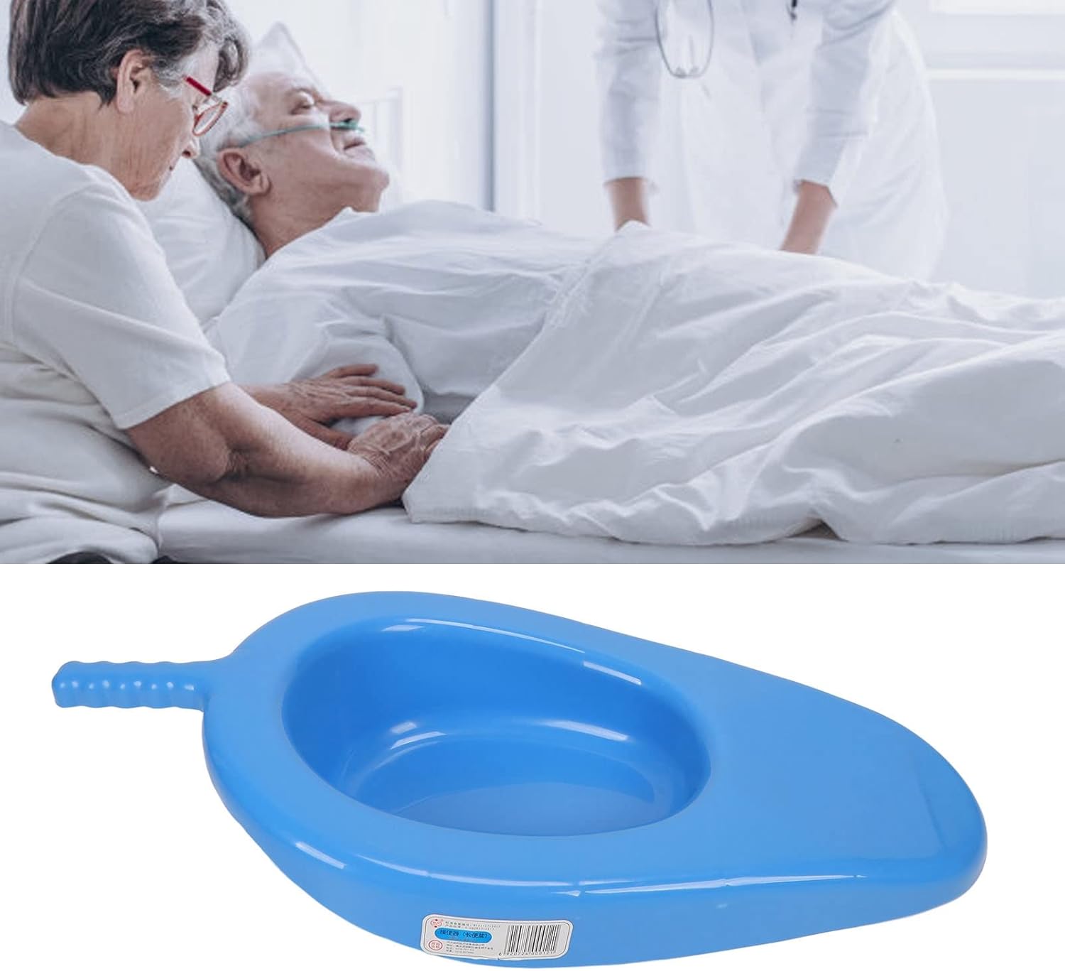 Plastic Bedpan Large Bed Pan 2.5cm Radian Strong Load Bearing 10 Degree Slope PP Bedpan with Auxiliary Handle for Hospitals for Pregnant Woman