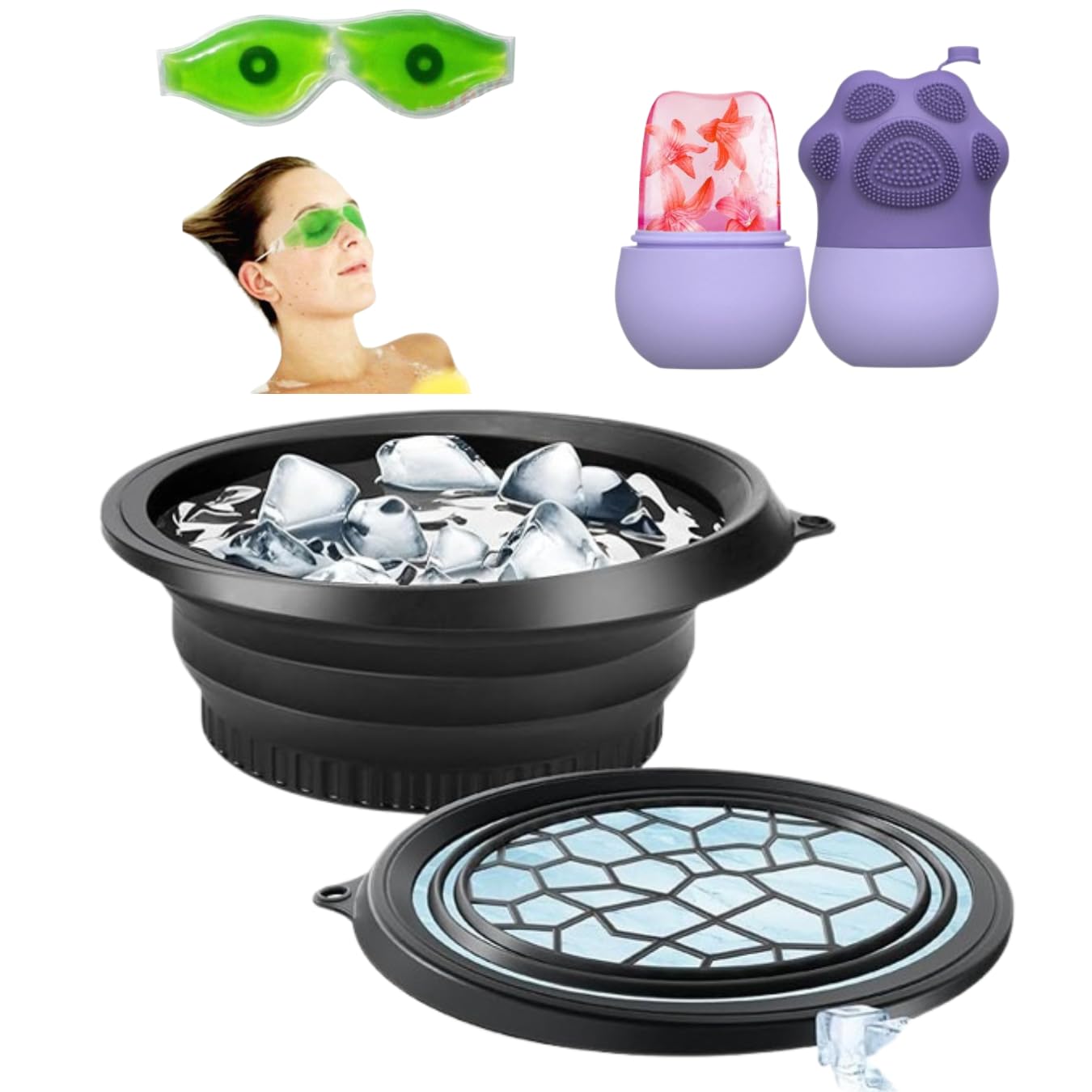 Avaiya Facial Ice Therapy Set with Ice Face Bowl, Ice Roller for Face, Cooling Eye Gel Mask & Silicone Facial Brush – Pore Minimizer, Skin Tightening, Dark Circle & Puffiness Relief Skincare Kit-image-17