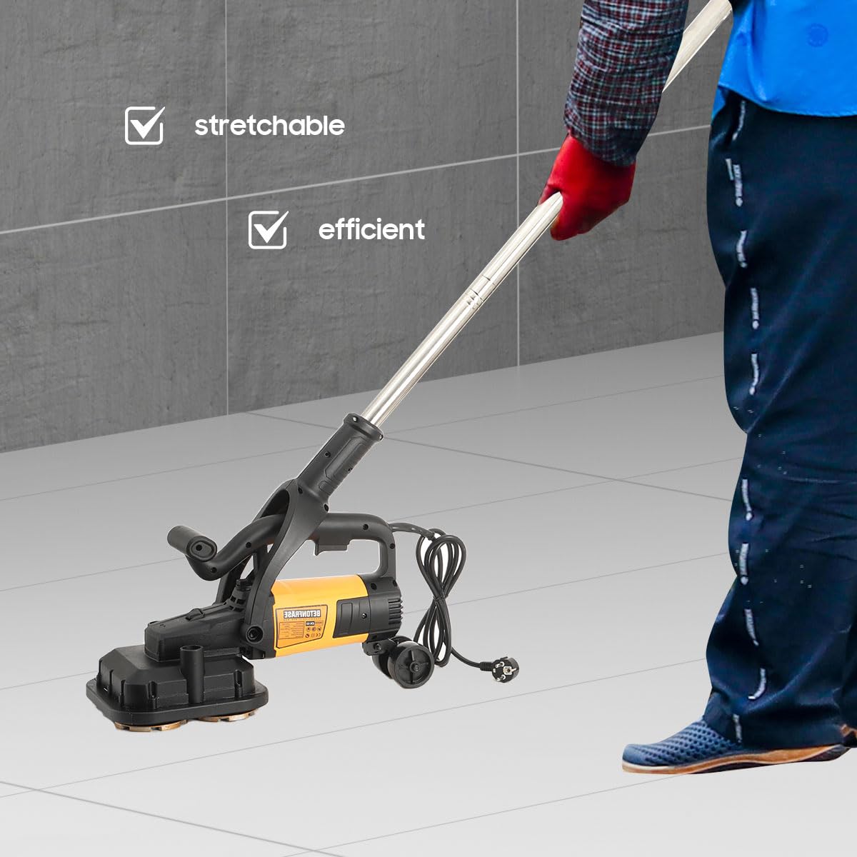 Betonschleifer mit 4stk Schleiftopf 100mm, 3800W Elektrische Betonfräse mit Lange Handgriff, 6-Stufen 6000RPM Mauerfräse Trockenbauschleifer Sanierungsfräse Set