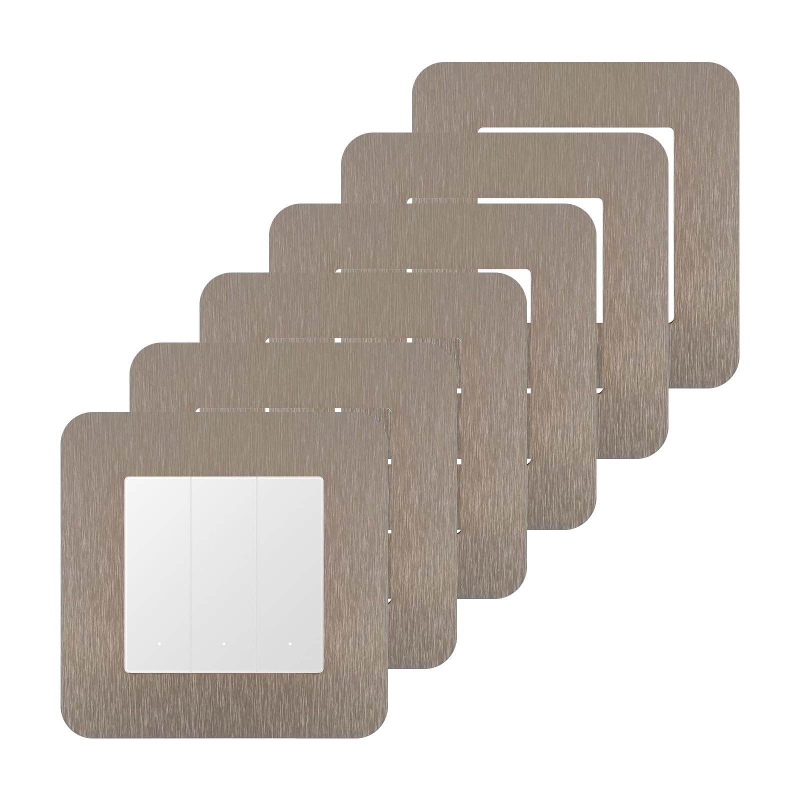 CANGCANG 6PCS Light Switch Surround, Light Switch Protector Cover Plates,Self Adhesive Simple Light Switch Plates Frame, Wall Socket Stickers for Home Decor(Champagne)