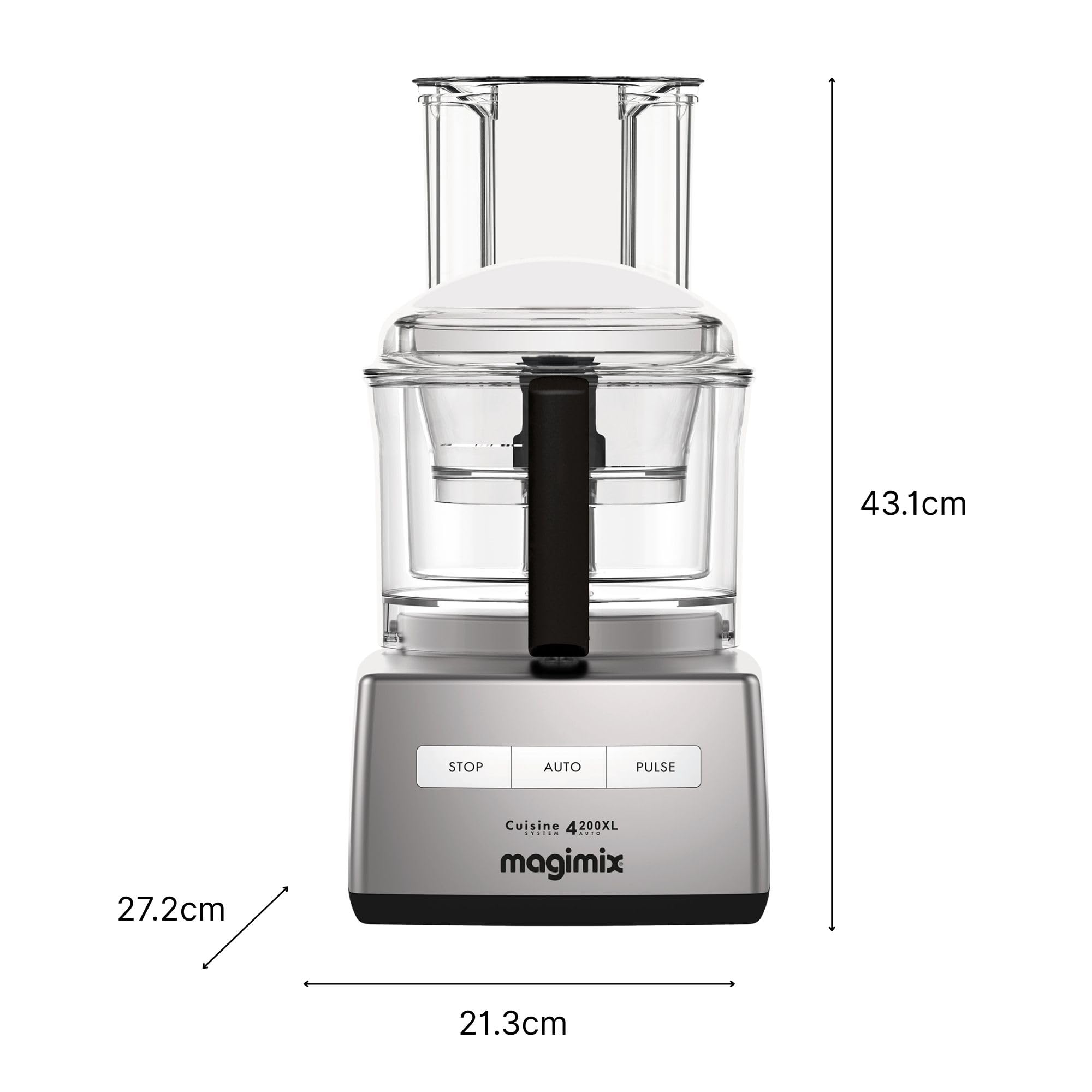 magimix Küchenmaschine - CS 4200XL - Multifunktionsprocessor für 1–6 Personen, Schneiden, Raspeln, Mixen, Kneten und Emulgieren, inkl. Zitruspresse - Chrom Matt