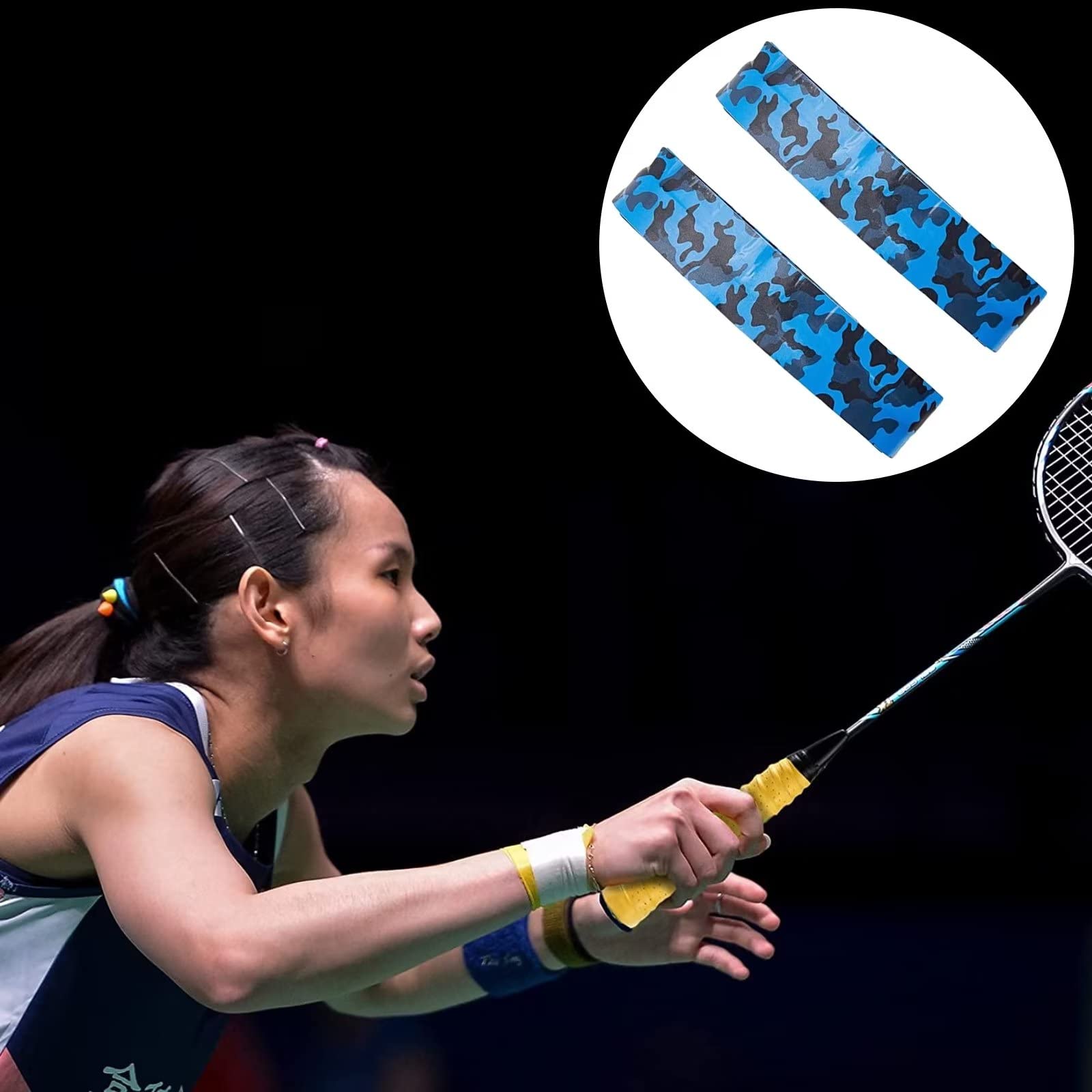 Empuñaduras de Bate de Béisbol 0,8 mm Cinta de Agarre de Camuflaje Azul para Béisbol Raqueta Tenis Bádminton