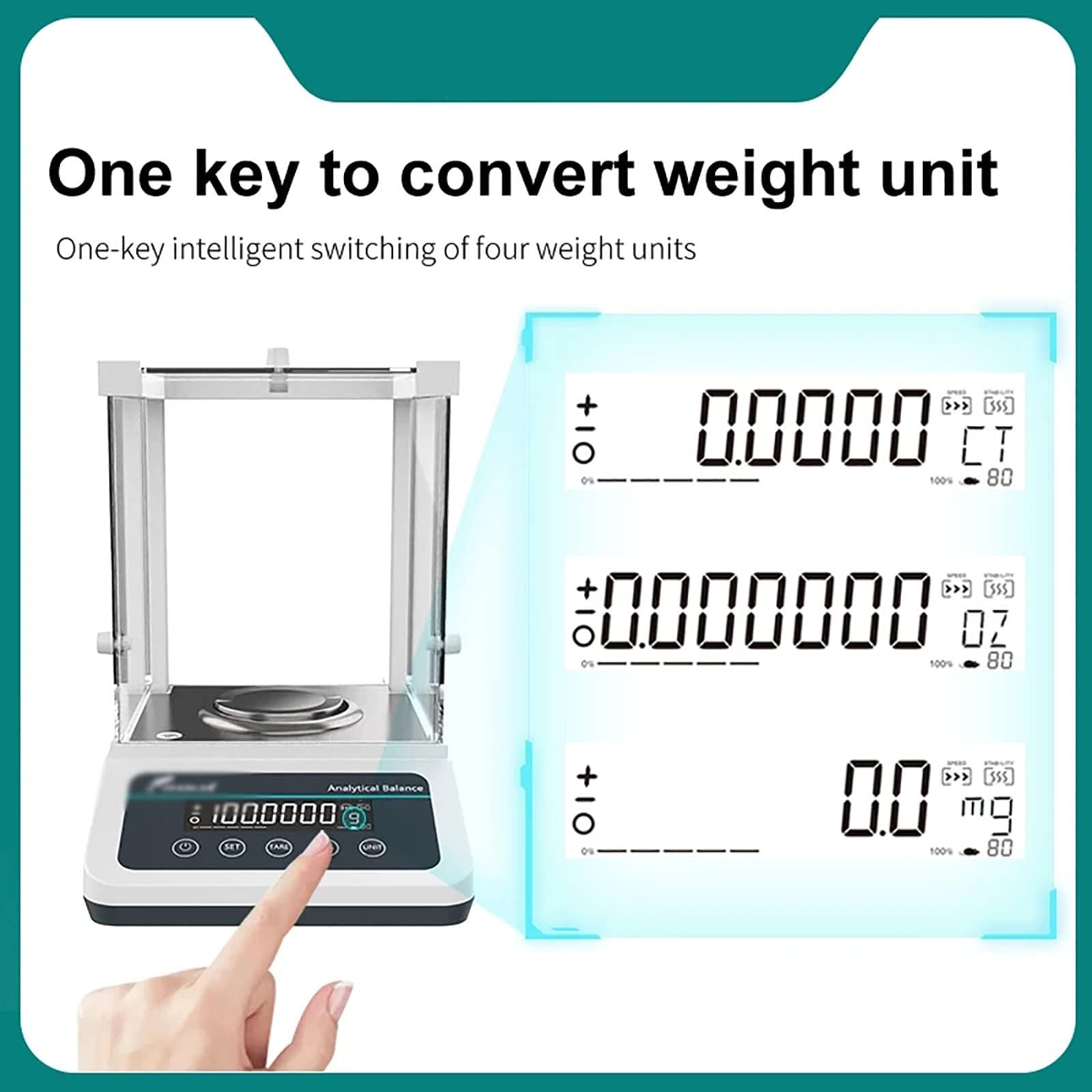 Balanzas analíticas de laboratorio, báscula de laboratorio de alta precisión de 0,1 mg con interfaz RS232, básculas de joyería digitales de precisión de 0,0001 g, con pantalla LED y parabrisas para