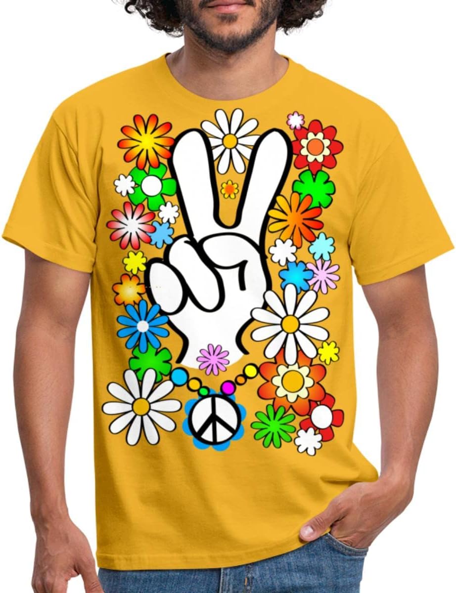 Spreadshirt Flower Power Peace Hippie Mannen Tshirt Amazon.nl