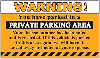 Warning Parking Violation Stickers,9x6 Inches Private Parking Stickers,You Have Parked in A Private Parking Area Sign,50 Pcs Per Pack