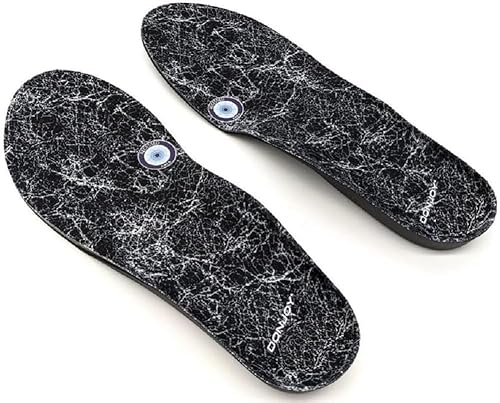 DonJoy Arch Rival - Par de insertos ortopédicos tejidos de fibras revestidas de plata prefabricadas con tacón elevado (talla A, negro)