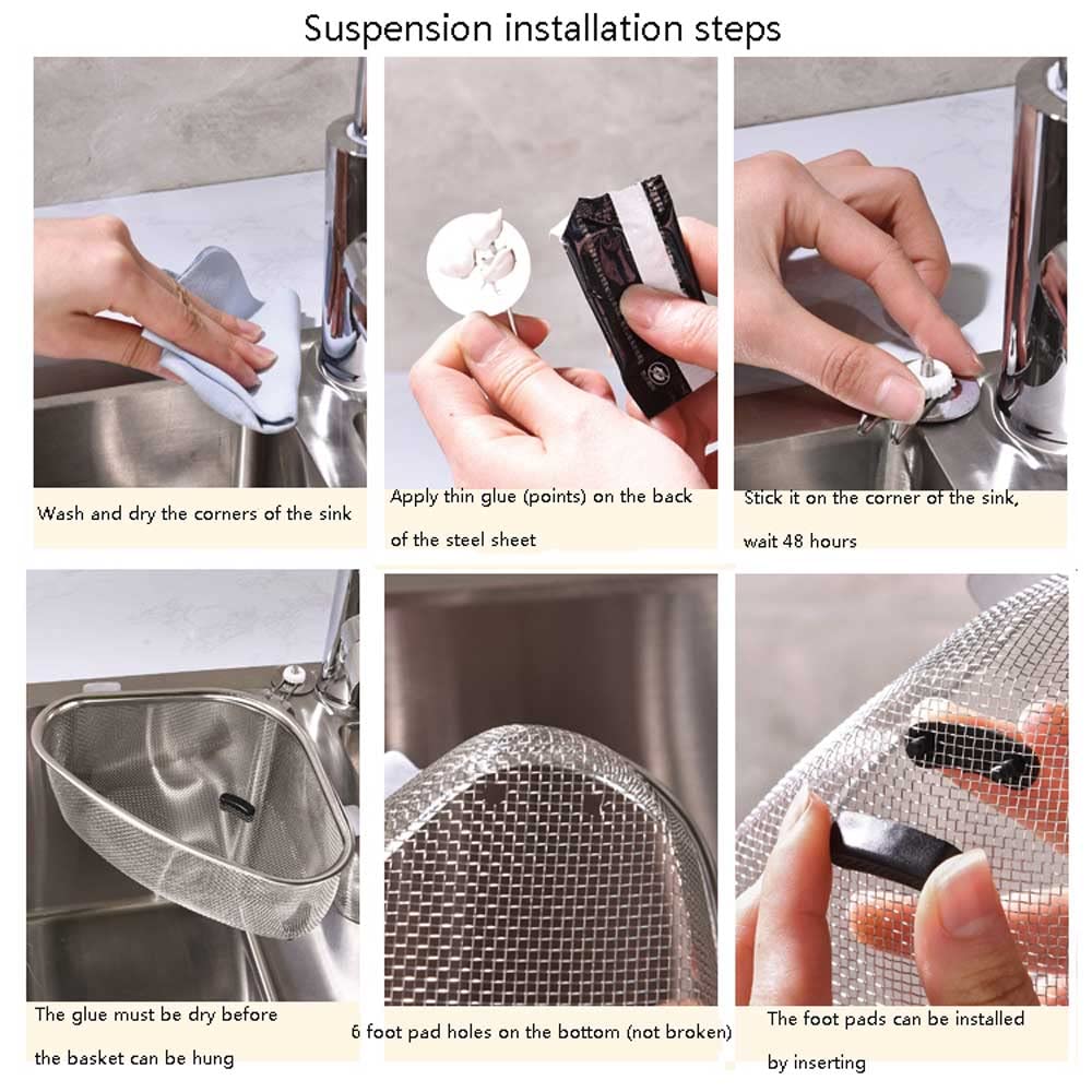 Cesta filtrante para fregadero, Escurridor de filtro colgante, cesta drenaje triangular acero inoxidable for fregadero cocina, colador alimentos