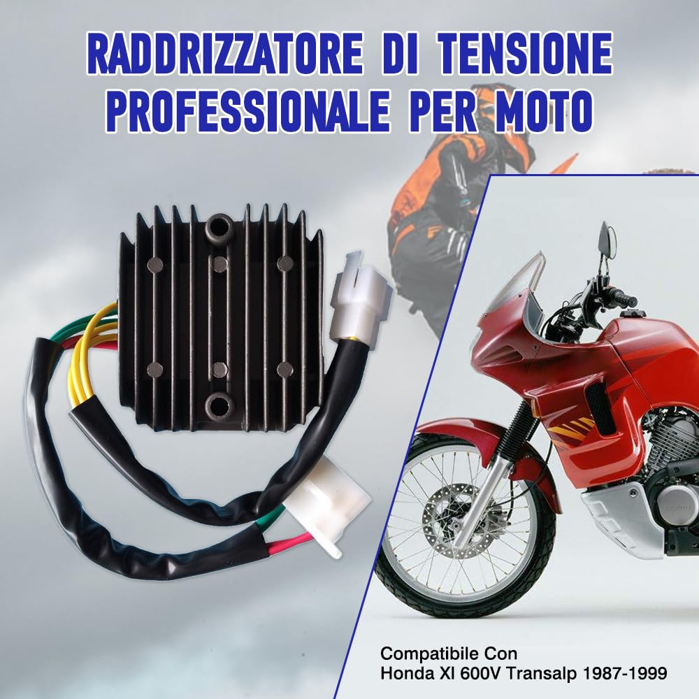Riloer Raddrizzatore del regolatore di tensione, raddrizzatore del regolatore di tensione del motociclo, 31600-MS6-921, Compatibile con Honda Xl 600V Transalp 1987-1999