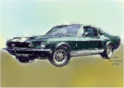 1968 Ford Mustang GT350 Muscle Car Pintura Digital Arte Fino Tarjeta de felicitación para todas las ocasiones (en blanco en el interior)