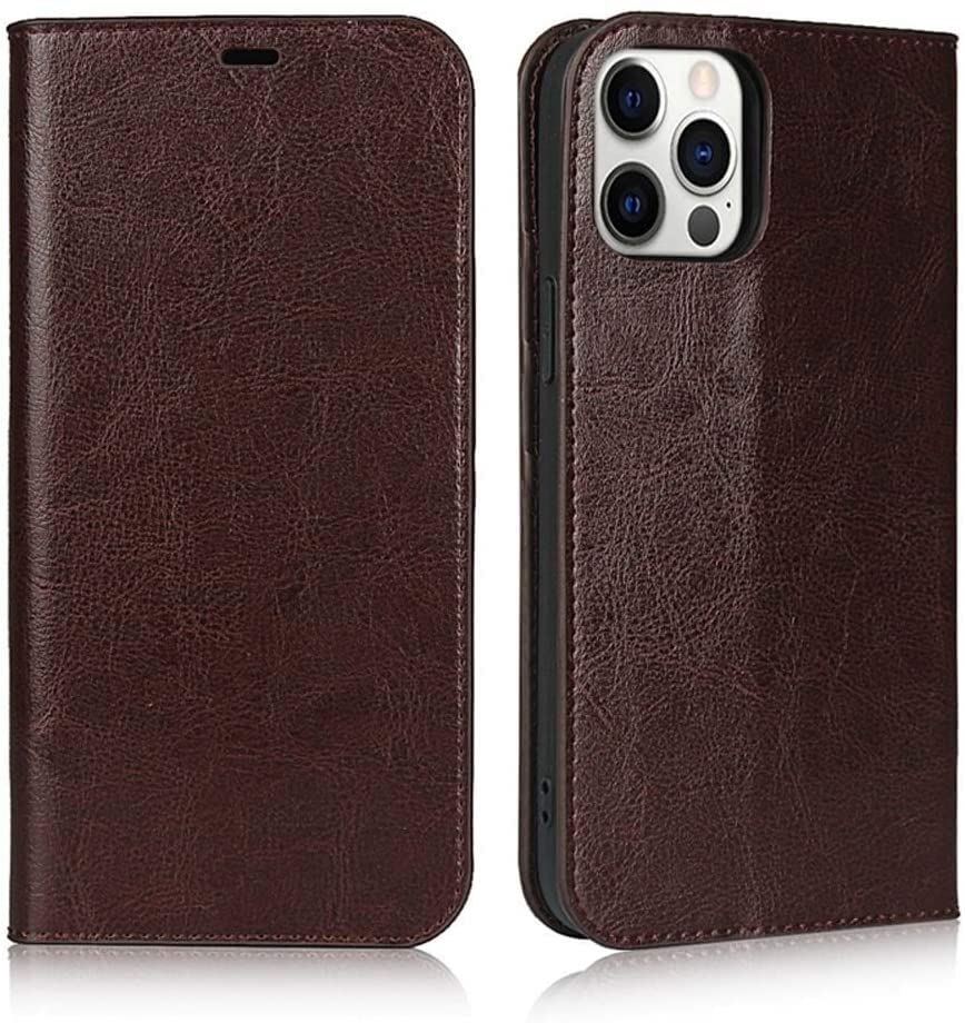 Étui antichoc iPhone 11 Pro Max protégeant l'écran avec étui rabat cuir marron