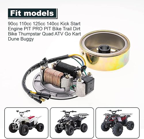 Miniatura 4 de Kit de rotor de 2 bobinas de encendido Magneto de estator de volante ATV Magneto placa de estator para 50cc 70cc 90cc 110cc 125cc Taotao Kazuma SSR