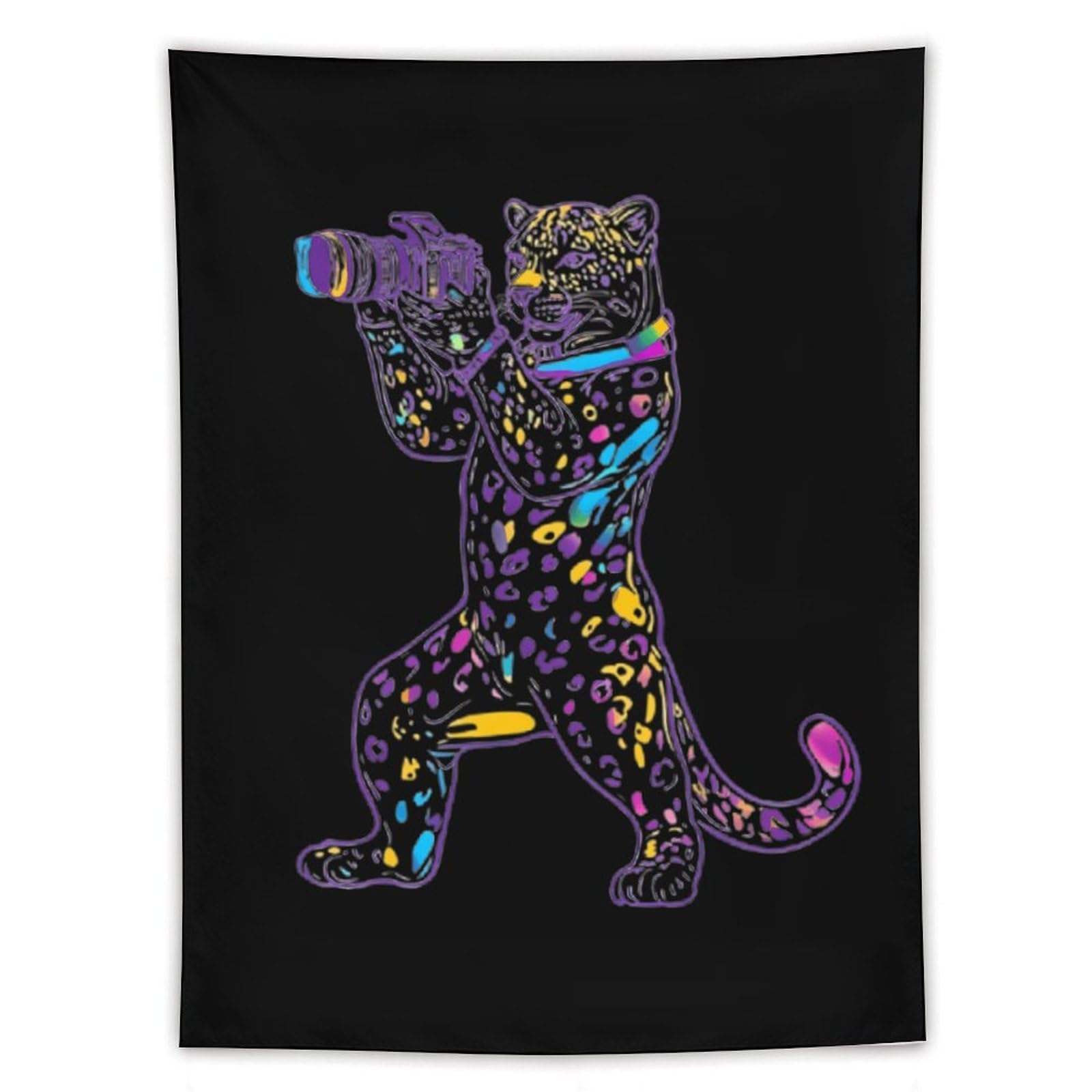 Tapiz colgante vertical con leopardo, arte alegre para tu sala de estar 8
