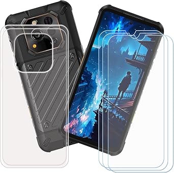 Transparent Silicone Cover for Ulefone RugOne Xever 7 6.67" + [3 Pack] HD Tempered Glass.