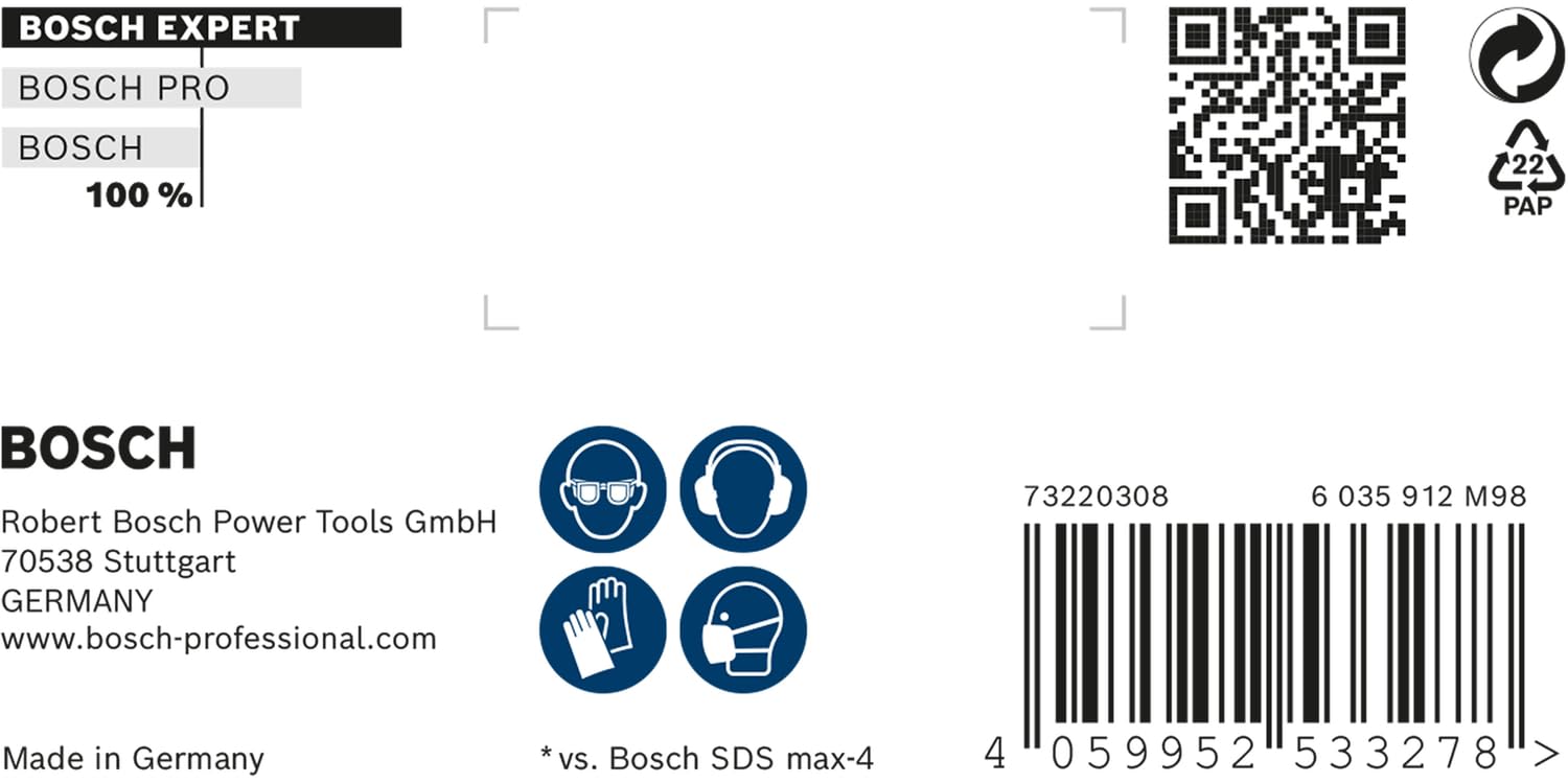 Bosch 1x Expert SDS max-8X Hammer Drill Bit (for Soft Stone, Hard Stone, Ø 30.00 mm, Professional Accessory Rotary Hammer Drill)