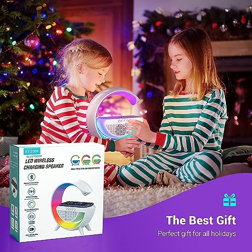 DooBuy G Shape Bluetooth LED Wireless Speaker with USB Port, SD Card Slot, FM Mode, RGB Mood Light & Wireless Smartphone Charging Dock, LED Desk Lamp - Image 6