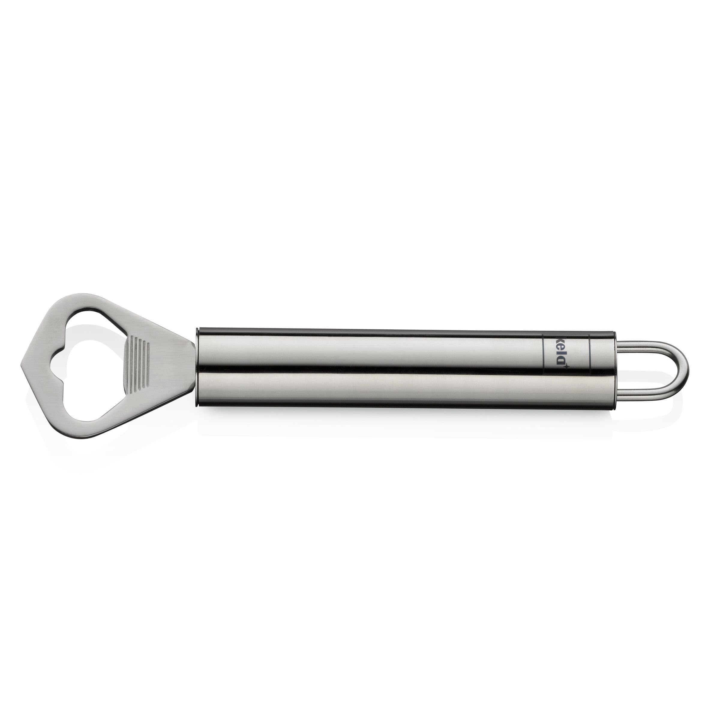 kela bottle opener stainless steel 16 cm RONDO, beer opener, bottle opener with can puncher, dishwasher safe, shiny