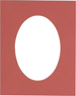 10x12 Mat Bevel Cut for 8x10 Photos - Precut Brick Red Oval Shaped Photo Mat Board Opening - Acid Free Matte to Protect Your Pictures - Bevel Cut for Family Photos, Pack of 1 Matboard