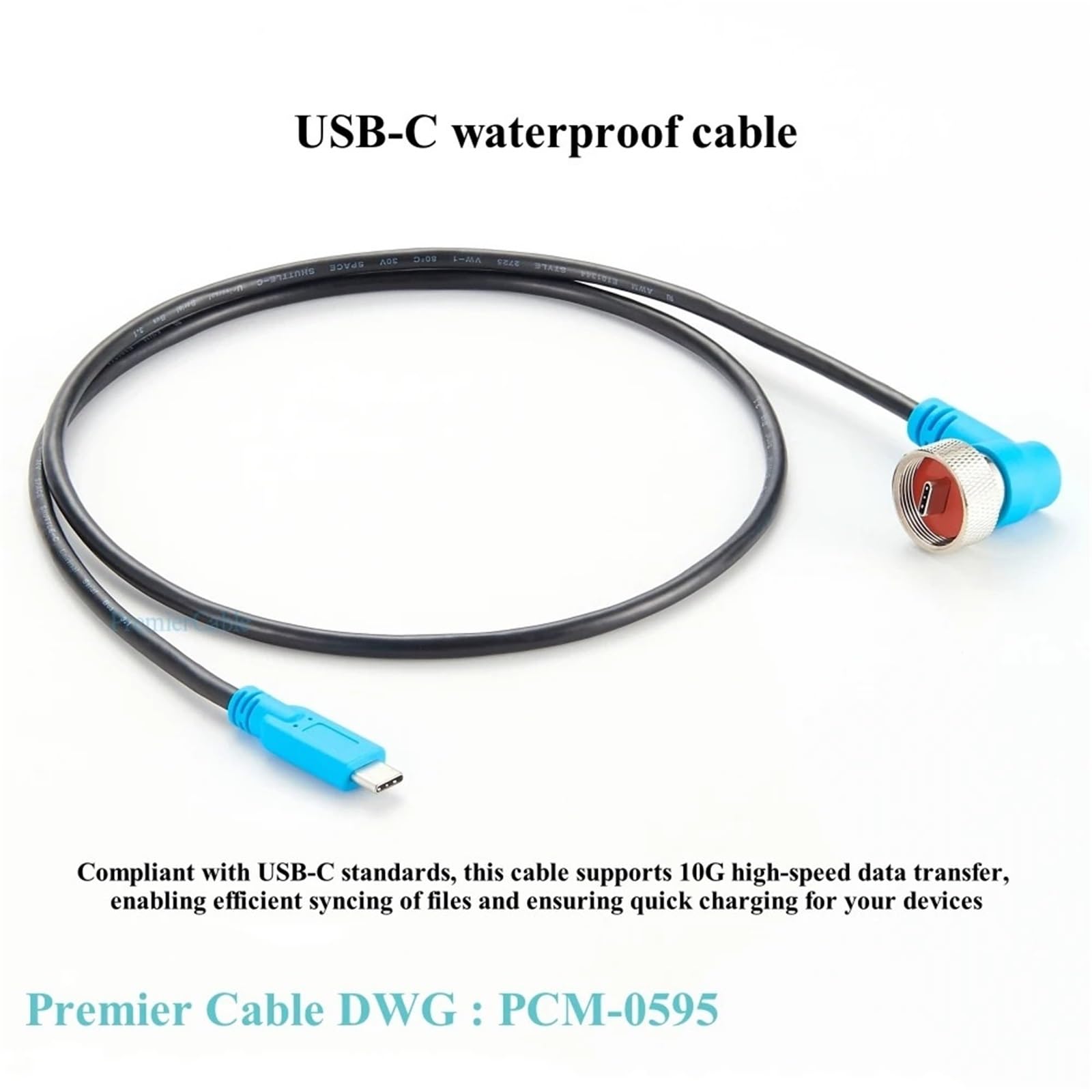 Wytrzymały i wodoodporny kabel USB C 90 stopni pod kątem prostym 90 stopni uszczelniony kabel USB C typ C męski na C męski