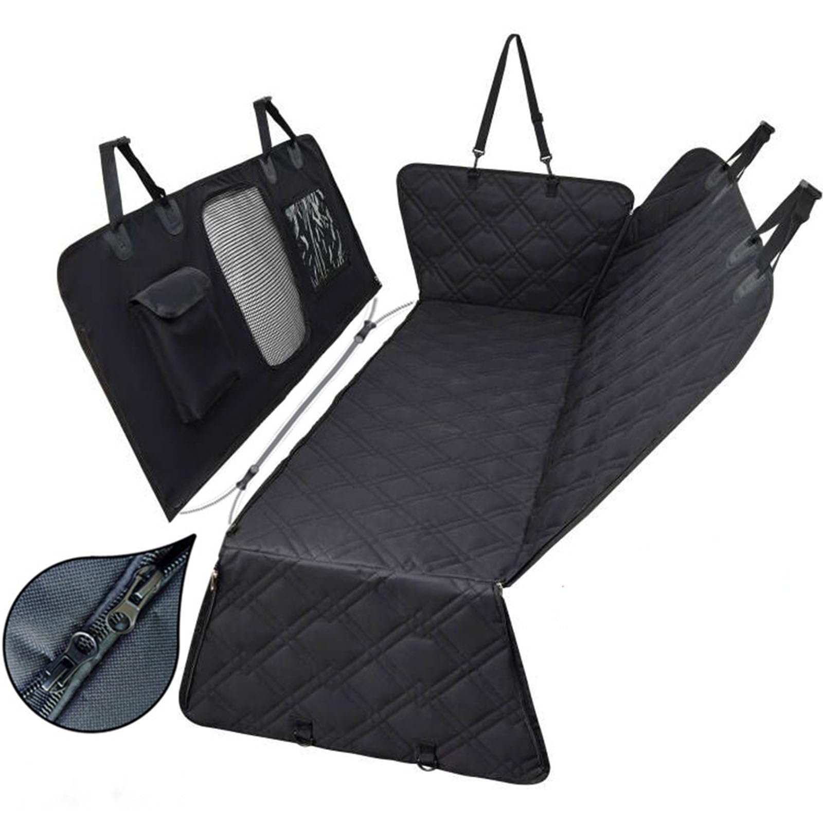 Alfombrilla para Coche para Mascotas con Textura catiónica, diseño Multifuncional, 137 * 147 cm, la Fila Trasera de la Alfombrilla para Mascotas para Coche está Gruesa (Black)