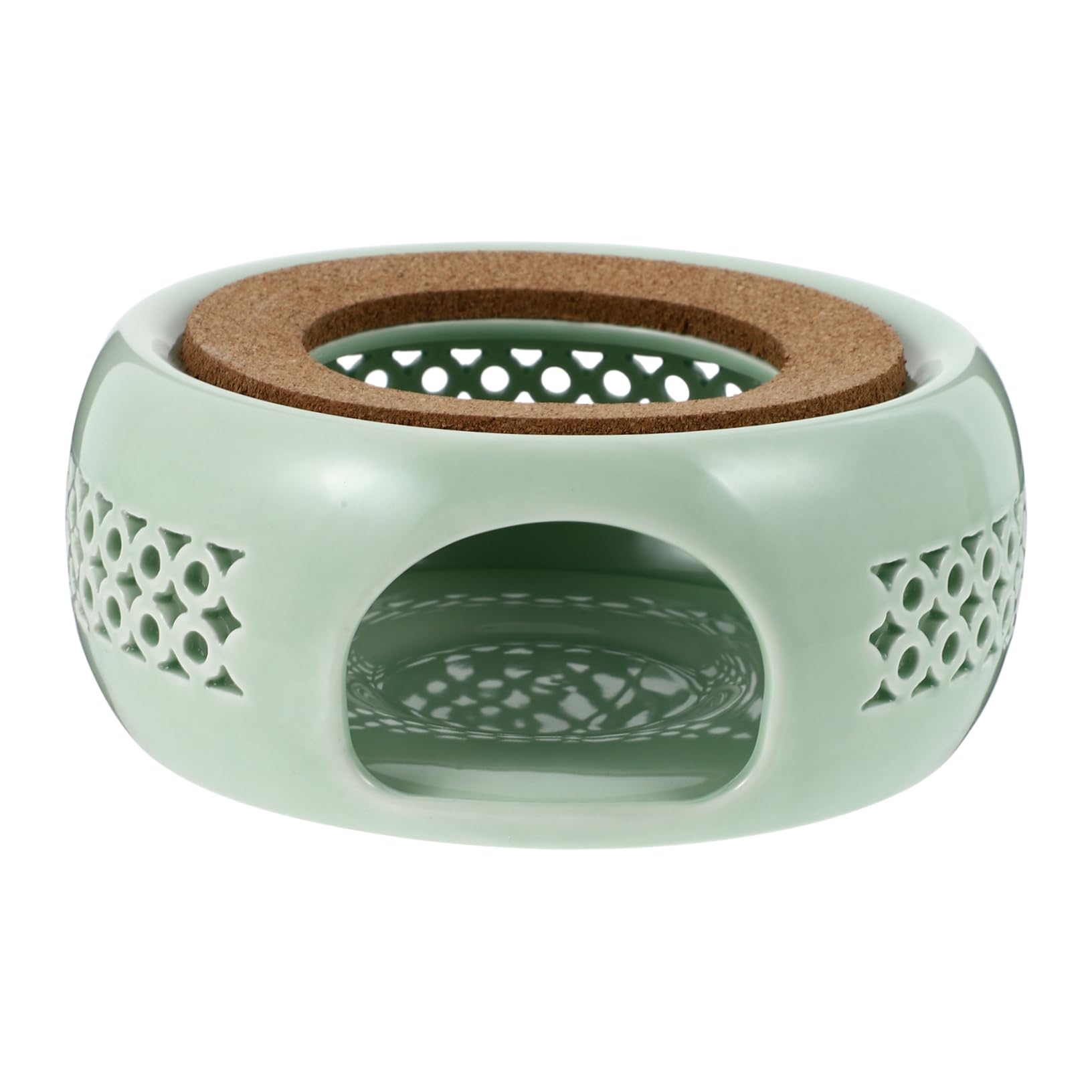 Cabilock 1Pc Exquisite Light Green Ceramic Tea Heater Retro Simple Design for Tea and Food Warmer Portable and Multi Functional Heat for Home Use