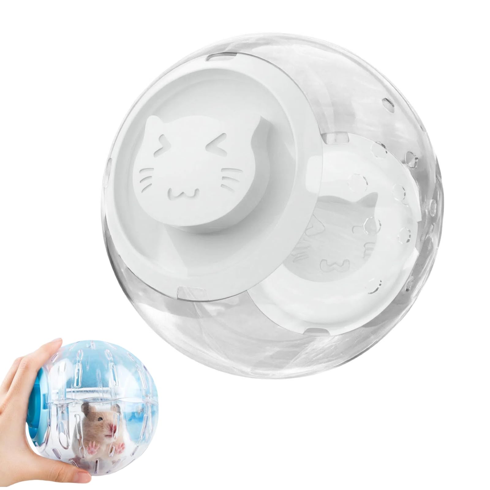 Hamster Ball, 18cm Hamster Run Ball Transparent Running Hamsters Wheel Rodent Toy Small Pet Plastic Cute Exercise Balls, Running for Hamsters and Mice Indoor (White)