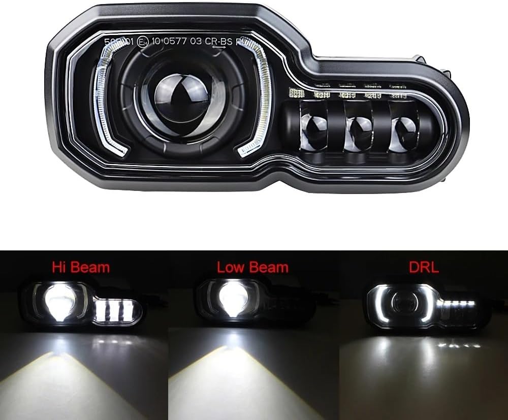 F650GS/F700GS/F800GS F800ADV F800R用LEDヘッドライト ハイ/ロービーム DRLアセンブリキット付