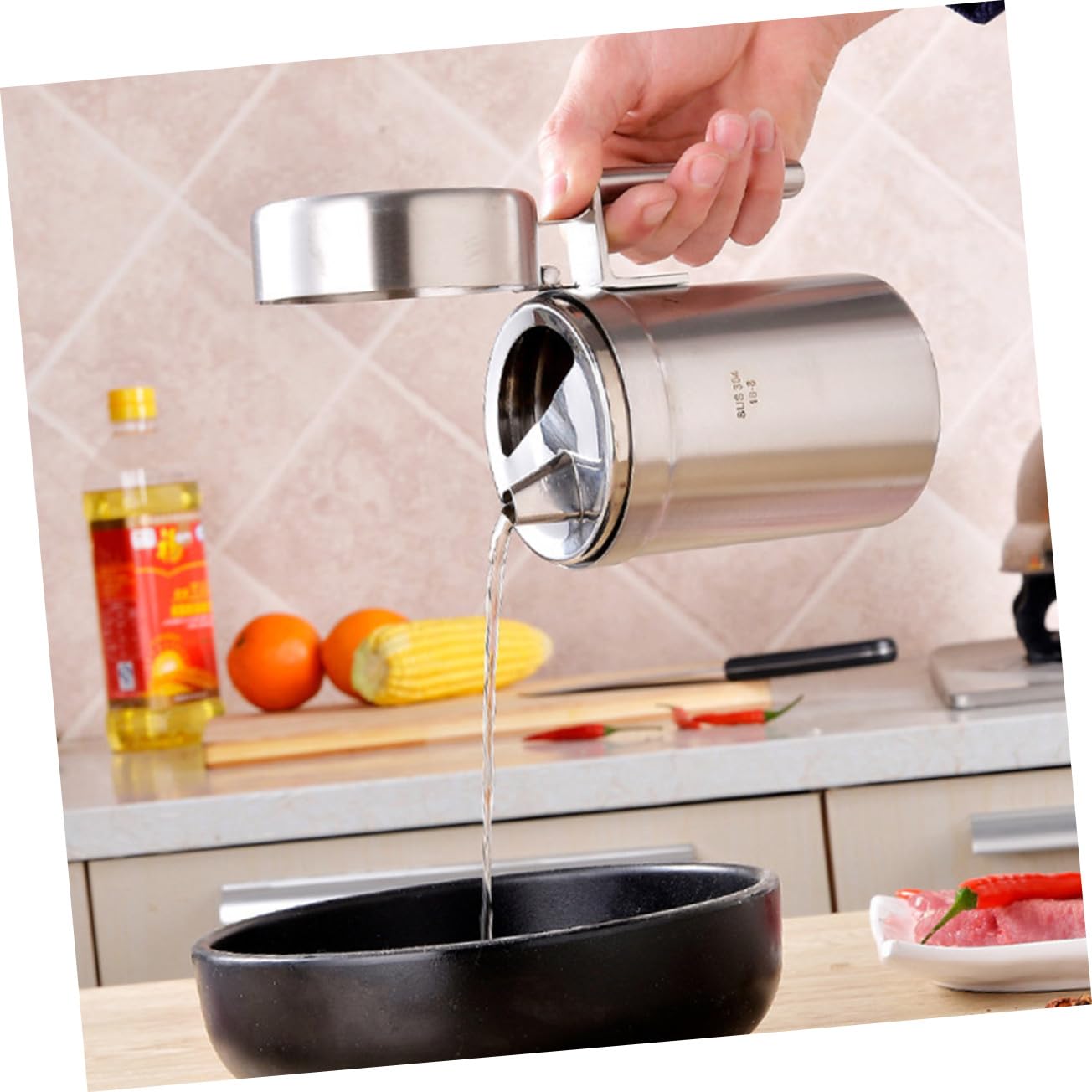 Uonlytech Botella Dispensadora De Aceite De Cocina Acero Inoxidable Vinagrera Aceitera Para Cocinar Restaurantes y Barbacoas