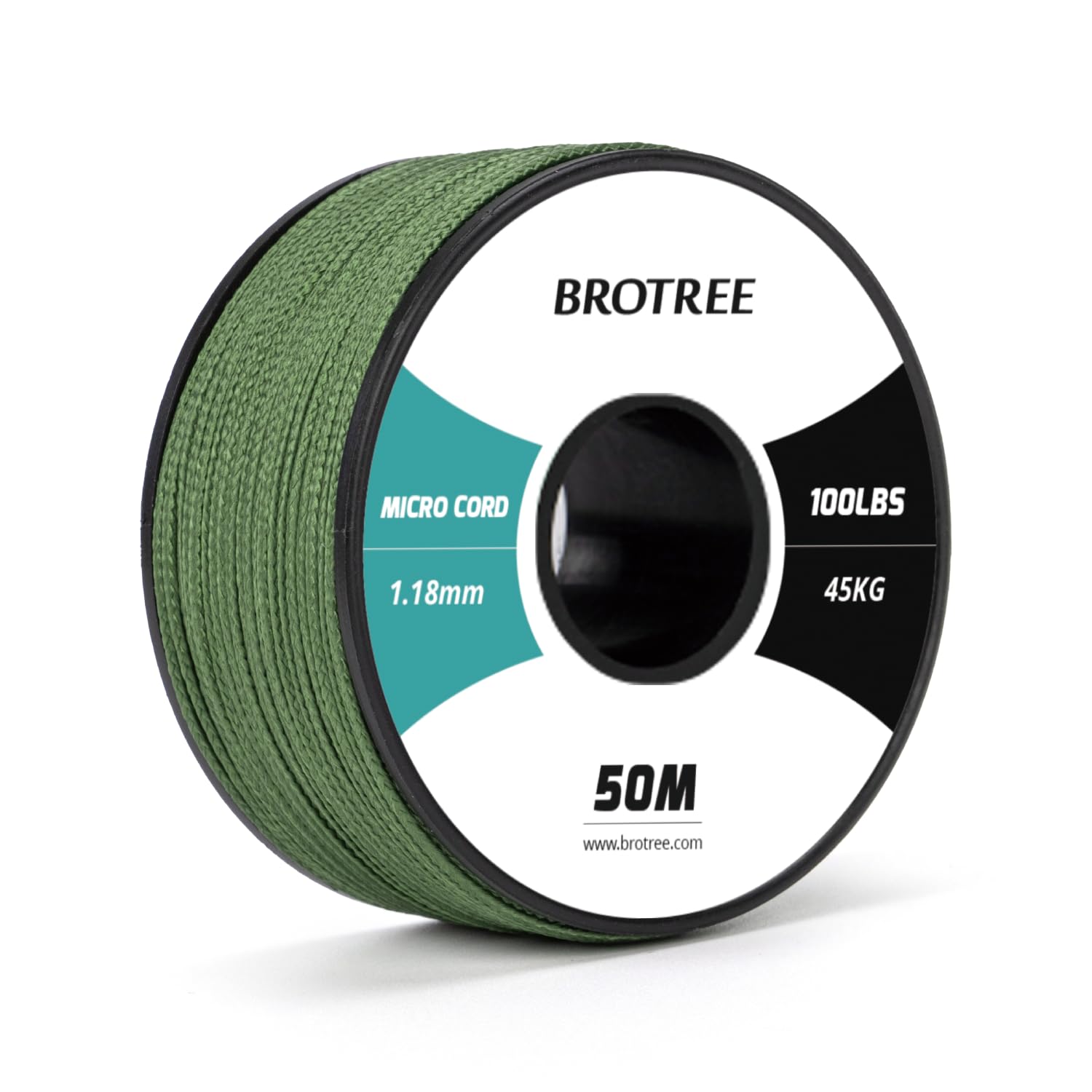 Brotree Micro Cord 1.18mm Paracord 50M Thin Braided Rope for Bracelet, Crafting and DIY - 45kg Breaking Load (Forest Green)