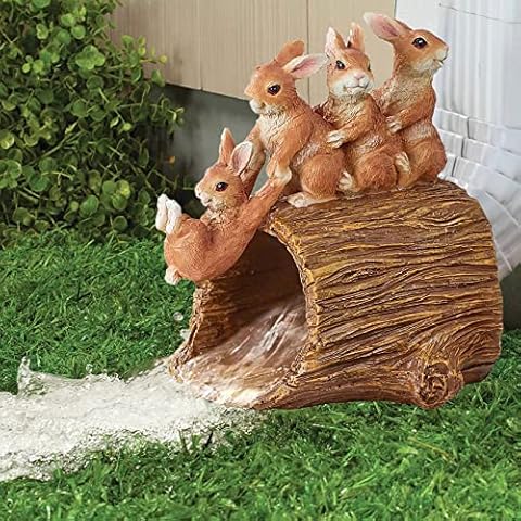 Decorative Gutter Downspout Extensions Statue, 3" x 4" Downspout Extender Outdoor Gutter Splash Block, Rabbit Decor Garden Gutter Guardian Sculpture, Garden Rain Downspout Diverter Cover