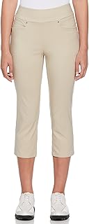 PGA Tour Womens 22” Pull-on Golf Capri Pants with Tummy Control, Performance Stretch, Moisture-Wicking, Sun Protection