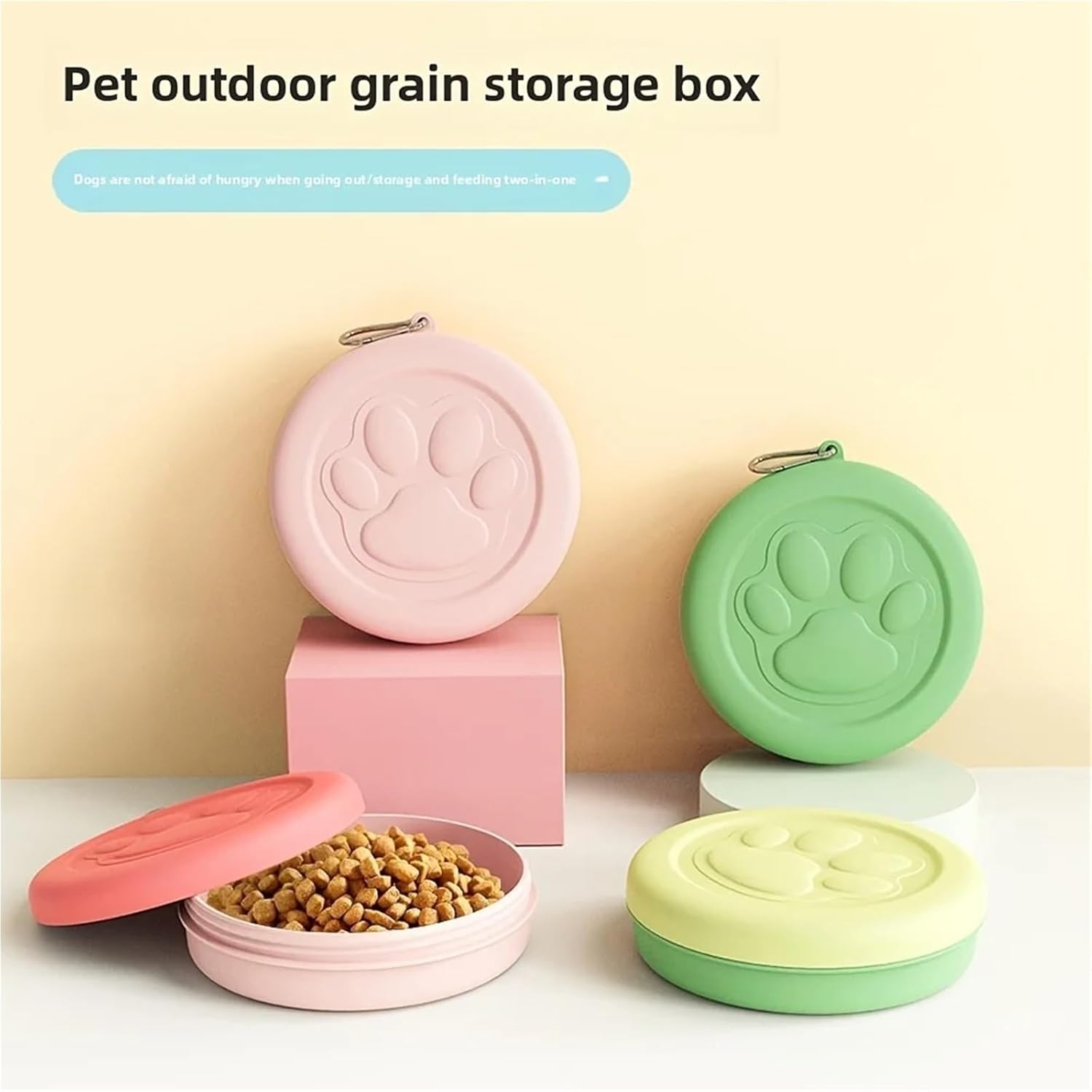 Travel Dog Bowls 2pcs Pet Travel Bowl - Portable, Multifunctional for Dog/Cat Food & Water(Light Green)