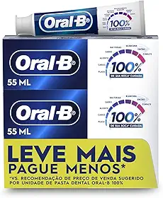 Oral B, Pasta de Dente, 100% da sua boca* cuidada contra os problemas bucais mais comuns. *áreas dos dentes, bochechas, gengivas e língua, 3 Unidades, 70 g