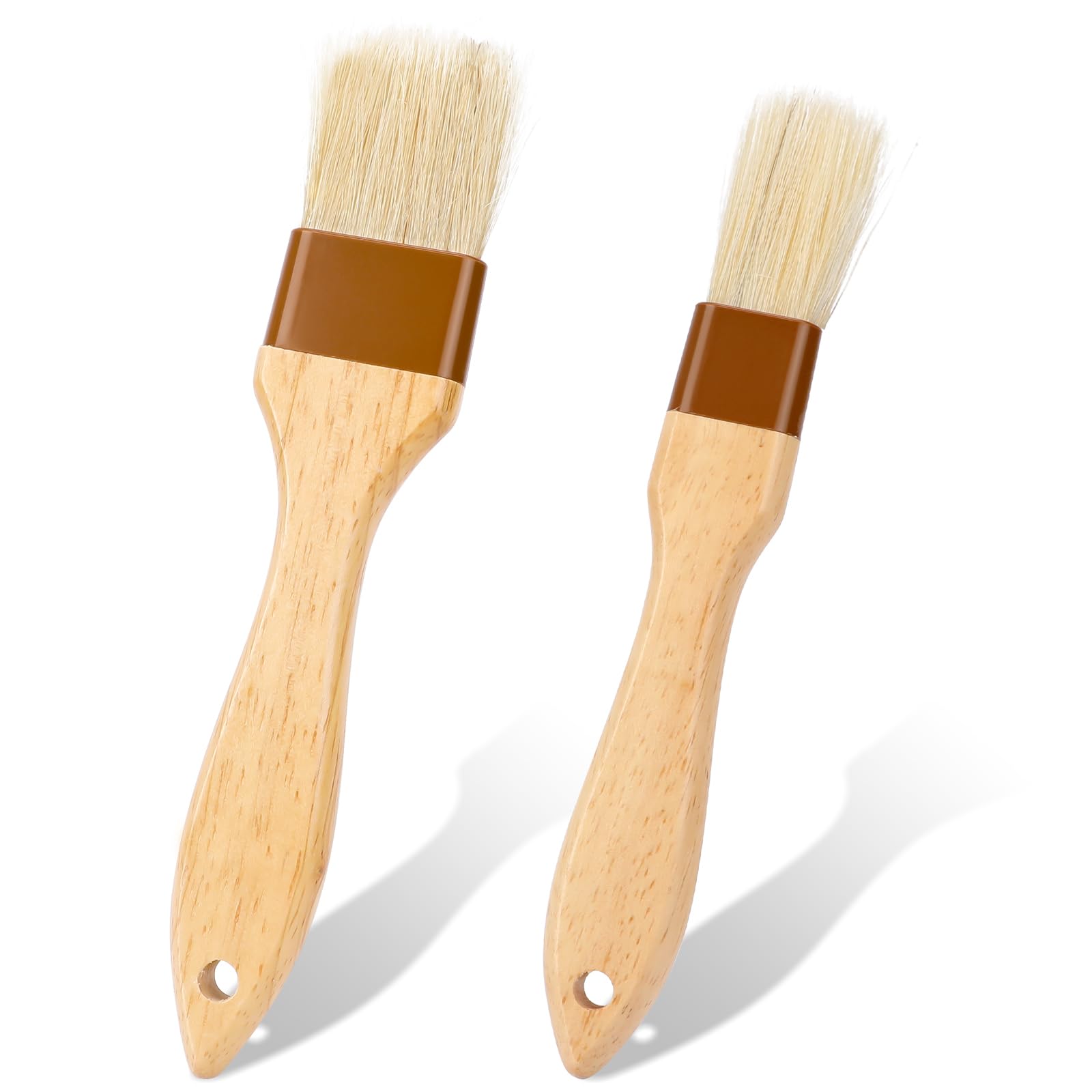 Set di 2 pennelli da forno, setole naturali, manico in legno di faggio, pennello per olio, pennello per cibo, pennello per salsa, spalmabile per uova marinata