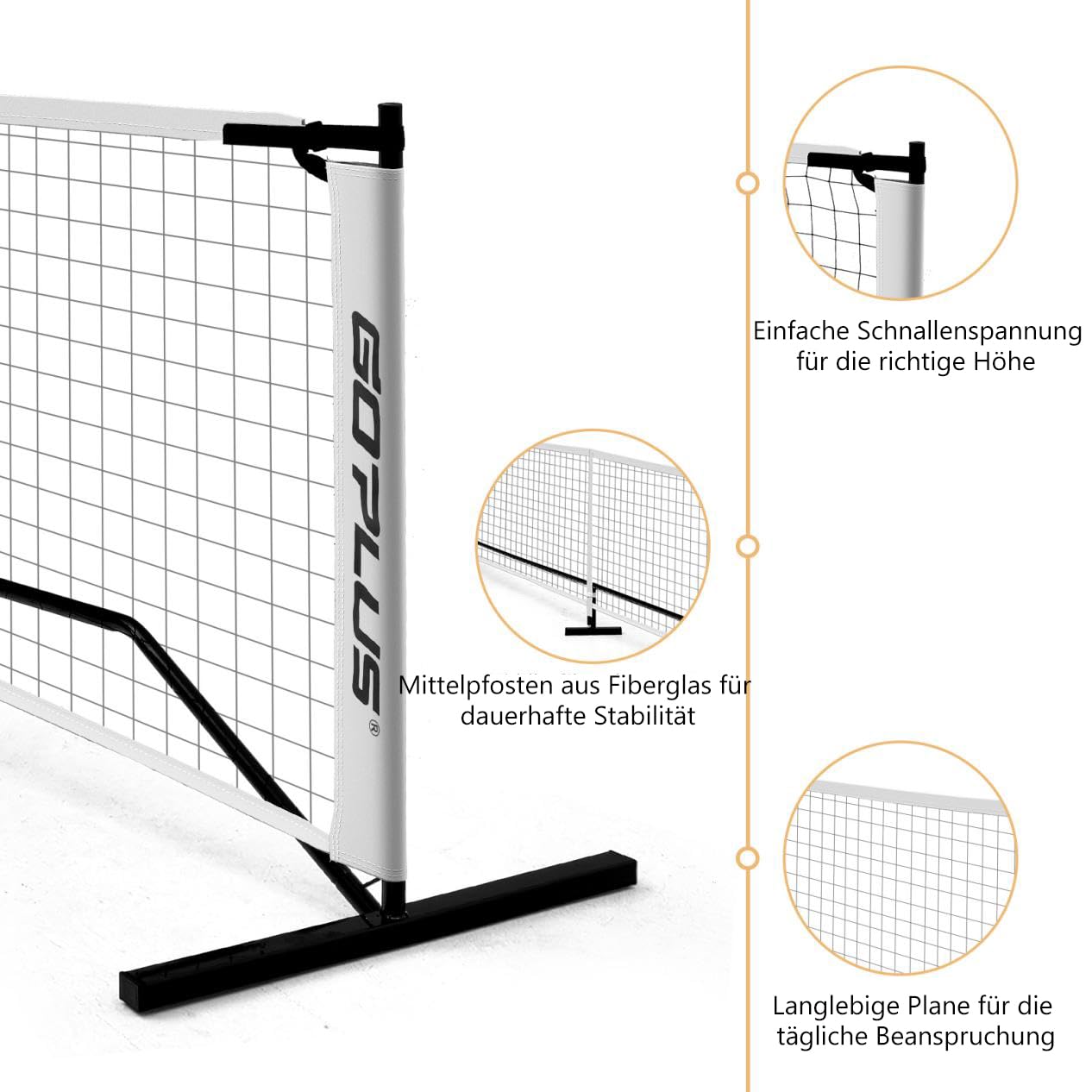 GYMAX Pickleball-Netz mit Metallrahmenständer, 6,7 m langem Pickleball Net Set mit Tragetasche, wetterfestes Netzsystem, Übungsnetz für Garten, Strand & Hinterhöfe