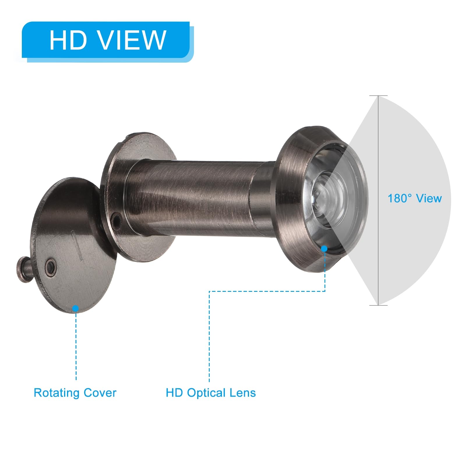 PATIKIL 9/16" Door Viewer Peephole 180-Degree Door Viewer Fits 1-3/8" to 2-3/8" Door Peep Hole with Rotating Privacy Cover for Home Office Hotel Red Bronze - Image 3